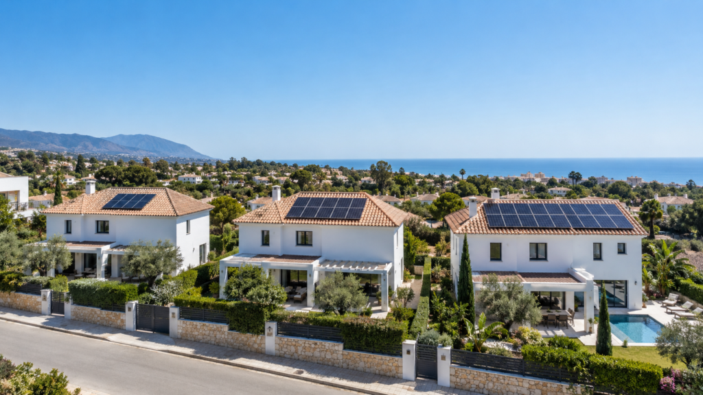 una imagen general que represente la comparación entre instalaciones solares de distintas potencias en viviendas.